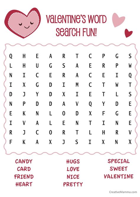 Valentine S Day Printable Word Search Printable Word Searches