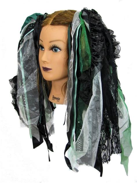 Alopecia areata causes hair to fall out in startling patches. Aquamarine & Black Gothic Ribbon Hair Falls by Dreadful ...