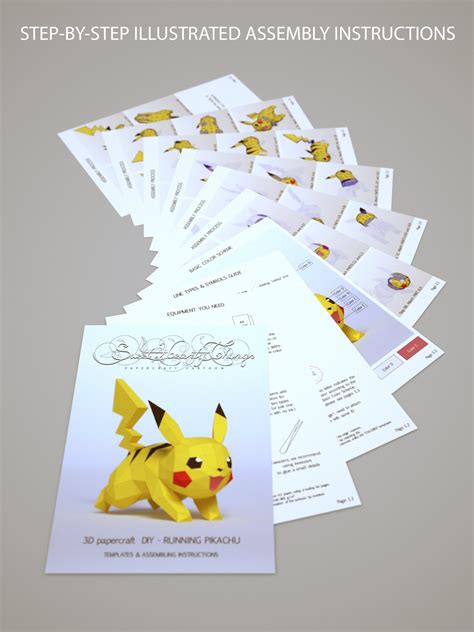 3D Papercraft Running Pikachu DIY Templates Including Etsy