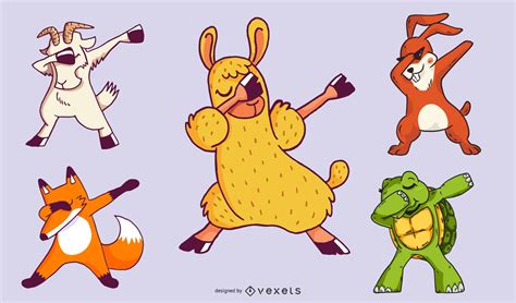 Cartoon Animals Dabbing Illustration Design Vector Download