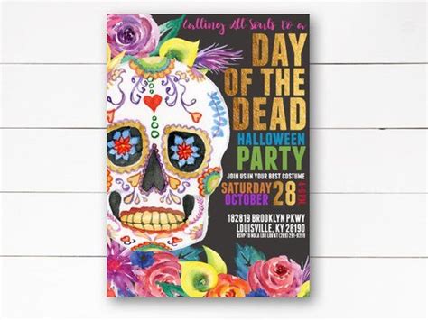 Day Of The Dead Invitation Dia De Los Muertos Invitation Etsy Day