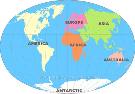 Mapa De Los Seis Continentes Con Nombres