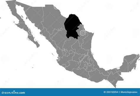 Coahuila Map With Mexican National Flag Illustration Cartoon Vector