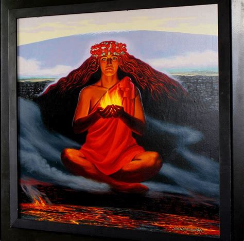 Painting Of The Goddess Pele By Herb Kane At Hawaii Volcanoes National