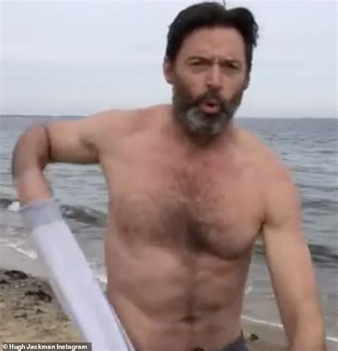 Hugh Jackman Goes Shirtless For Freezing New Year S Day Polar Bear Plunge In The Atlantic