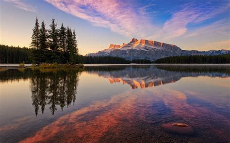 Banff National Park Canada Jack Lake Forest Mountains