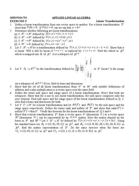Denition 3.3.1 ein tupel pviqipi von vektoren heißt linear unabh¨angig Linear Algebra - Exercise 3 | Linear Map | Basis (Linear ...