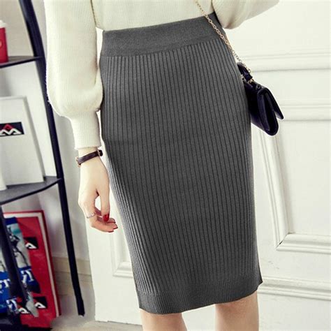 Spring Autumn Knit Skirts Sexy Chic Pencil Skirts Womens Skirt Elastic Package Hip High Waist