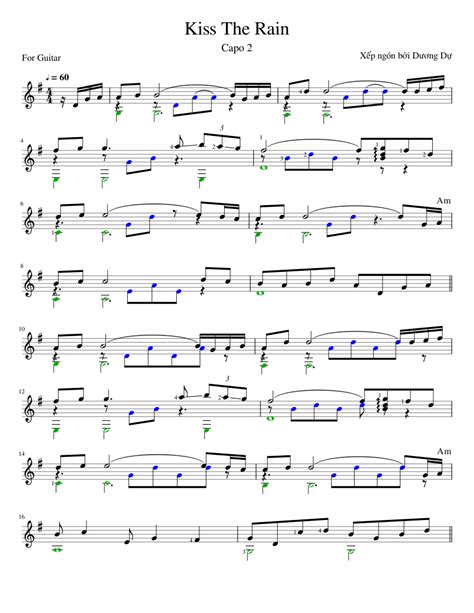 Kiss the rain bản dễ. Kiss The Rain GUITAR Sheet music for Piano | Download free in PDF or MIDI | Musescore.com