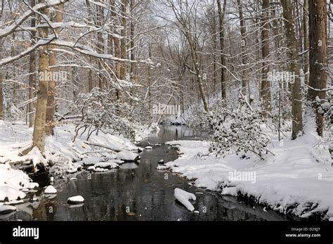 Snowy Stream Virginia Stock Photo Alamy