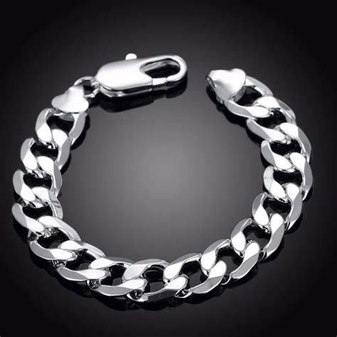 2017 Hot 925 Sterling Silver Jewelry Bracelet Men Designs 12mm Fine Fashion Bracelets And Bangles