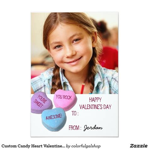 Custom Candy Heart Valentines Day Classroom Photo Invitation Zazzle