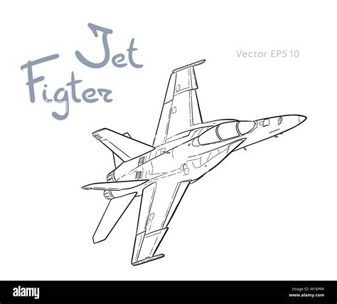 American Jet Fighter Aircraft Vector Freehand Draw Stock Vector Image