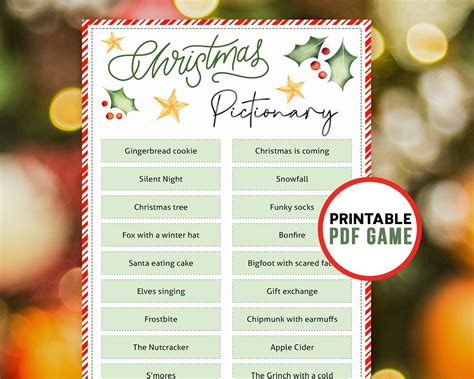 Fun Christmas Games Pictionary Party Printable Game For Etsy Fun