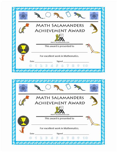 30 Free Printable Math Certificates Pryncepality Award Template