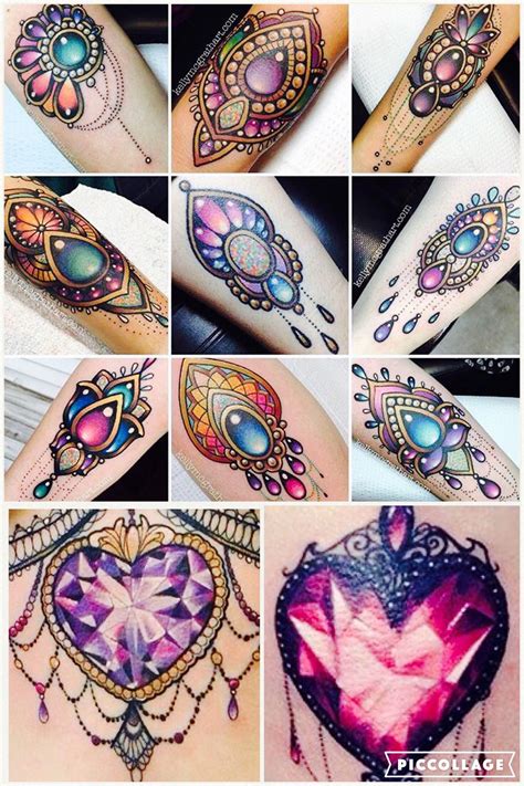 Gem Tattoo Design Ideas In 2020 Gem Tattoo Jewel Tattoo Leg