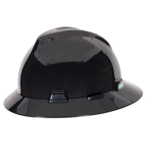 Msa V Gard Black Full Brim Safety Hard Hat New One Touch Suspension