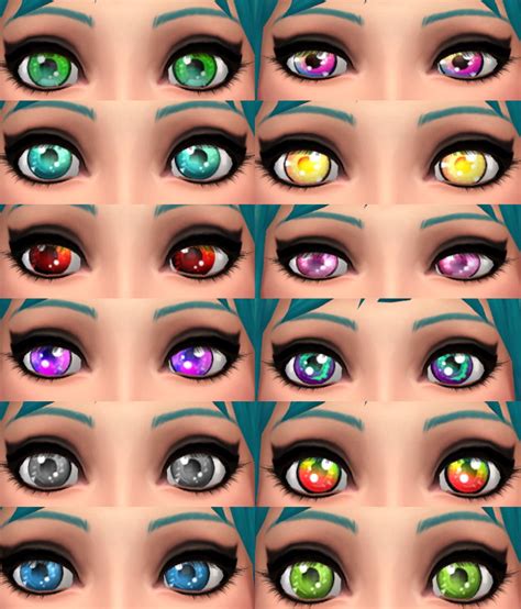 Anime Style Eyes Multiple Colors By Hollena At Mod The Sims Sims 4