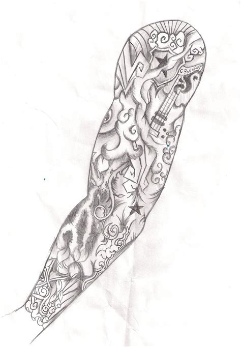 How To Draw A Half Sleeve Tattoo On Paper Havesiont Mervagands