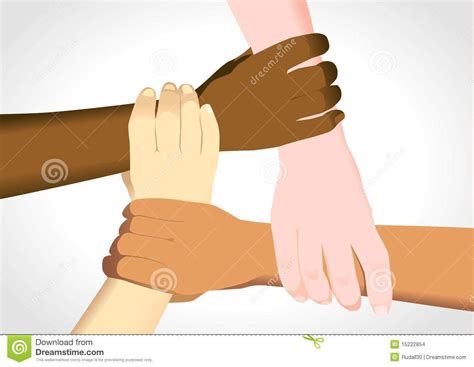 Unity In Diversity Illustration Of Four Hands Holding Each Other