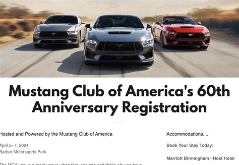 Mustang Club Of America 60th Anniversary Registration Open 2015 S550