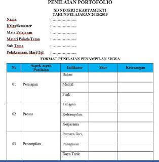 Contoh Penilaian Portofolio Pai Sd / Buku Daftar Nilai Kelas 6 Semester