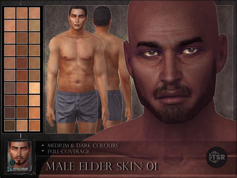 The Sims Resource Male Elder Skin 01 Medium And Dark Colours