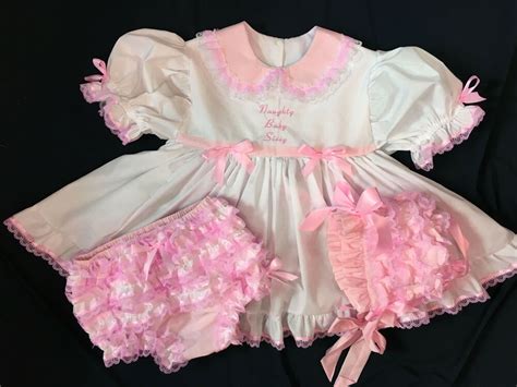 Adult Baby Sissy Littles 3 Pc Naughty Locking Peek A Boo Dress Set Ebay