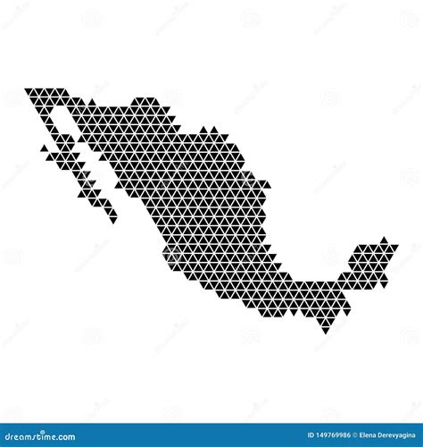 Mexico Map Abstract Schematic From Black Triangles Repeating Pattern