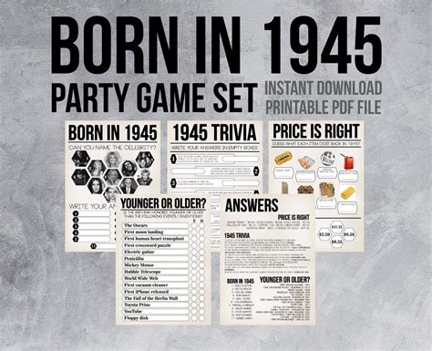 75th Birthday Games Bundle Born In 1949 Party Games For Him Her 75th