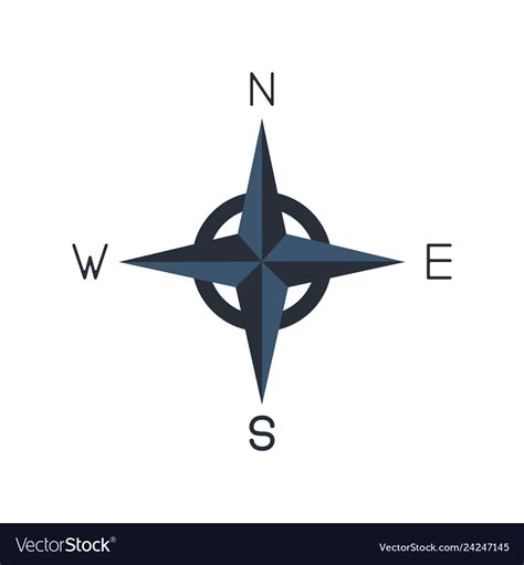 Compass Icon With North South East Royalty Free Vector Image