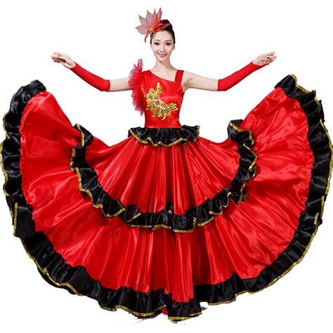 spanish bullfight dress flamenco dance performance red costume new opening dance full skirt for