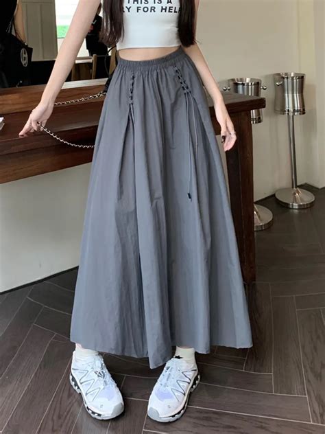 TIGENA Fashion Design Long Skirt For Women 2023 Summer Korean Casual