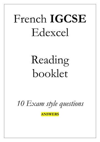 French Gcse Reading Practice Booklet Teaching Resources