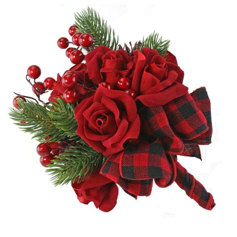 Silk flower bouquets you can make yourself, at any time. Christmas Red Velvet Silk Flower Bridal Bouquet -Buffalo ...