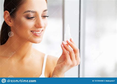 Health And Beauty Eye Care Beautiful Young Woman Holding Drops For