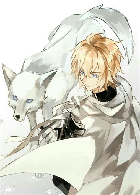 White Haired Anime Boy Wolf