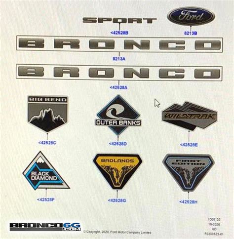 Bronco Trim Model Badge Logo Emblem Sticker Part Numbers Bronco6g