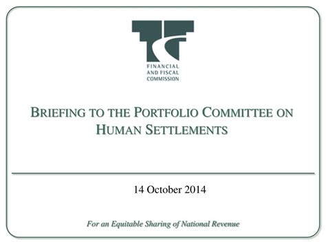 Ppt Briefing To The Portfolio Committee On Human Settlements
