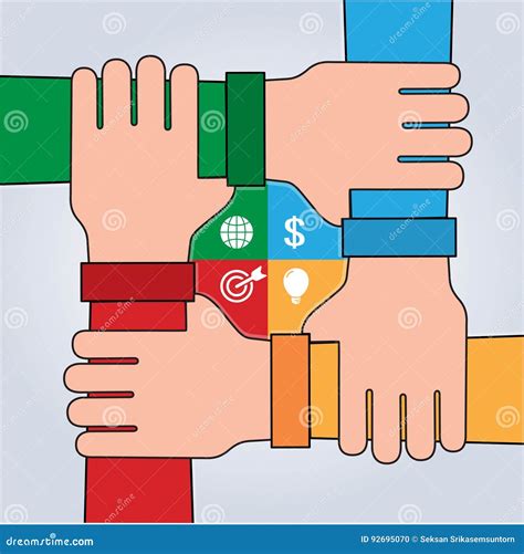 Hands With Puzzle Teamwork Concept Stock Vector Illustration Of Gear