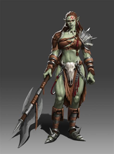 Dnd 5e Half Orc Female Orc Fantasy Character Design Concept Art Characters