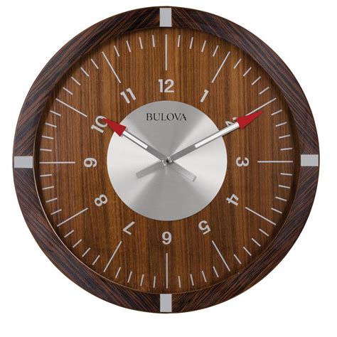 Bulova 30 In H X 30 In W Zebrawood Veneer Outer Case Round Wall Clock