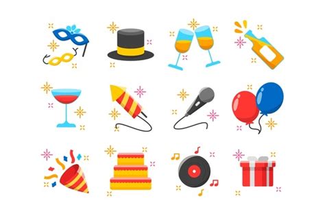 Free Vector Flat Design New Year Party Element Collection