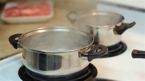 Pot Full Of Boiling Water On The Electric Stove Stock Footage Video