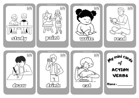 Action Verbs 1 Coloring Cards Free Pdf Download