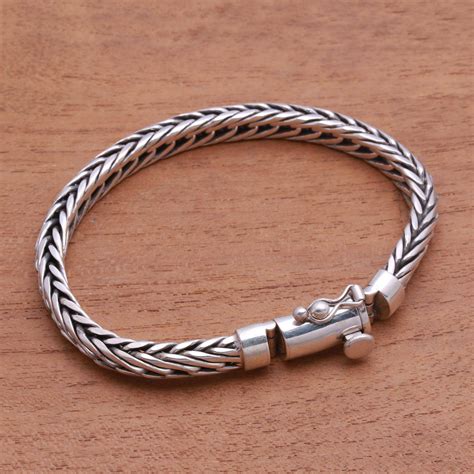 Sterling Silver Foxtail Chain Bracelet From Bali Foxtail Balance Novica