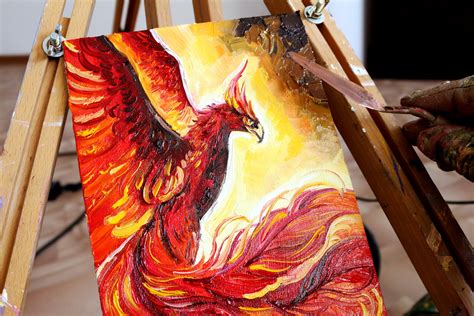 Phoenix Painting Phoenix Bird Original Art Small Oil Painting Etsy