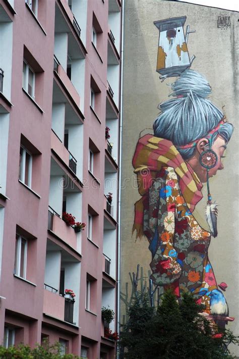 Street Art Mural Lodz Poland Editorial Image Image Of Woman Outdoor