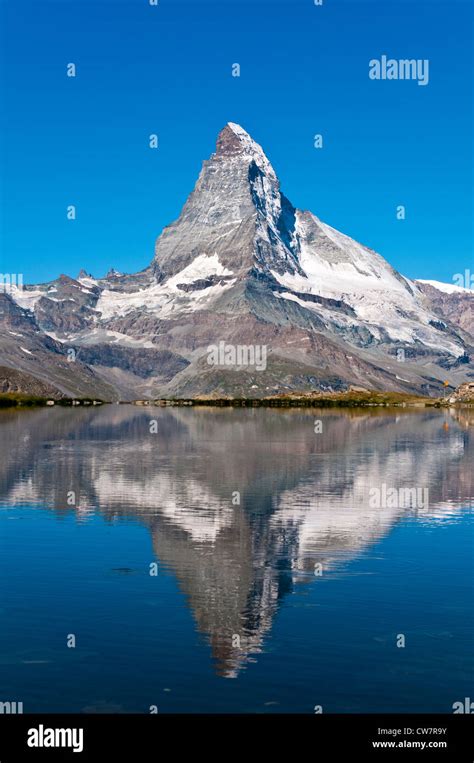 Stellisee Lake With Matterhorn Reflected In The Water Zermatt Wallis