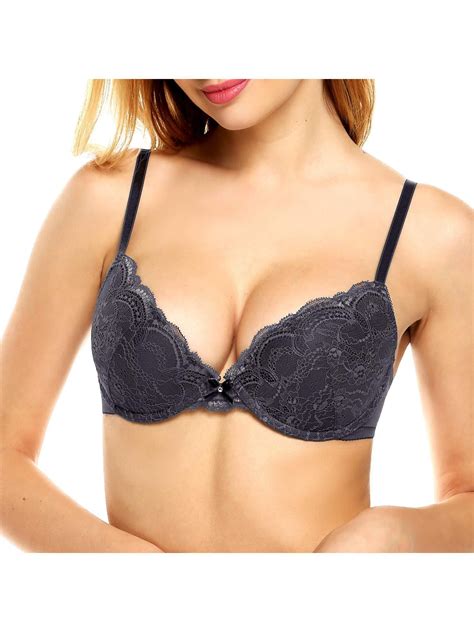 Hifashion 32A 36DD Women Lace Padded Underwire Demi Plunge Push Up
